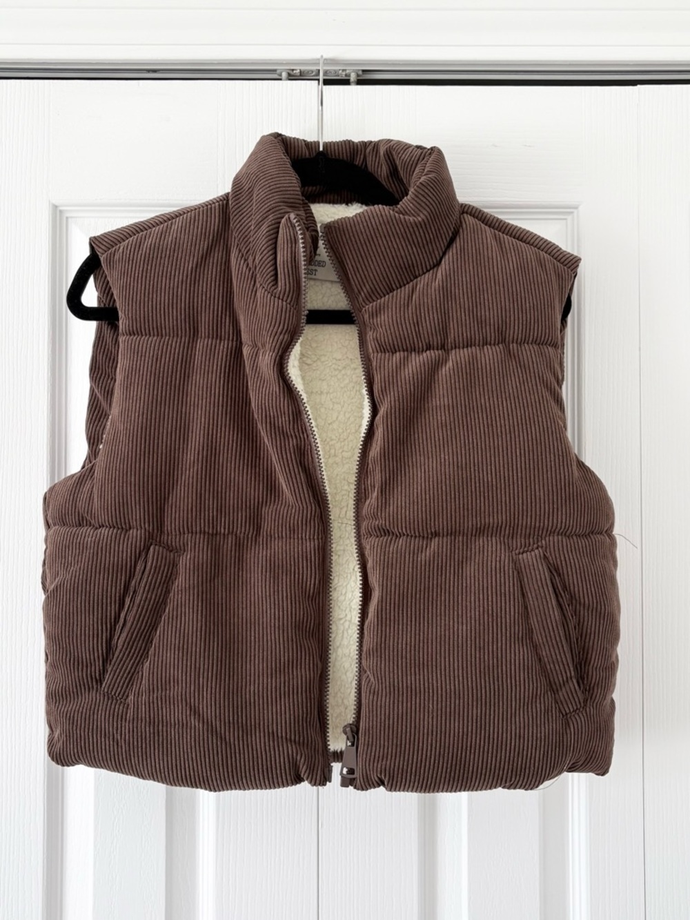 Ci Sono Brown Corduroy Puffer Vest